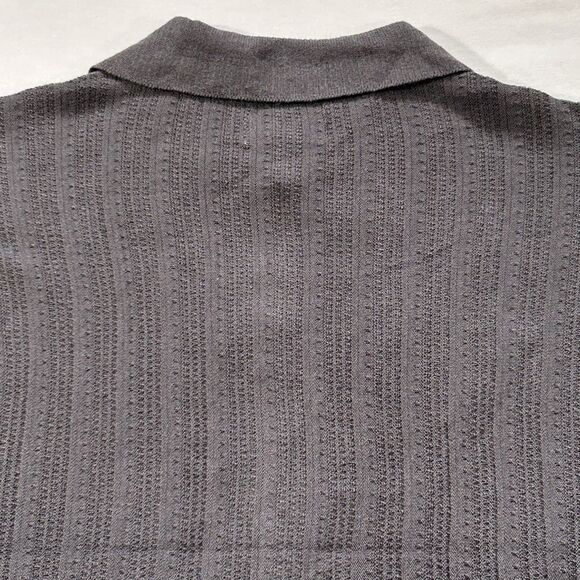 American Eagle Weekend Sweater Polo‎ Men M Grey Textured Short Sleeve - Picture 6 of 8